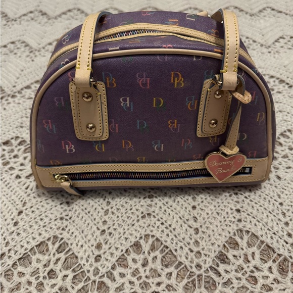 Vintage Dooney & Bourke Purple Tan Rainbow Logo Mini Gym Shoulder Bag Set Y2K - Picture 3 of 15